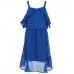 Marciano Blue Cold Shoulder High Low Dress 